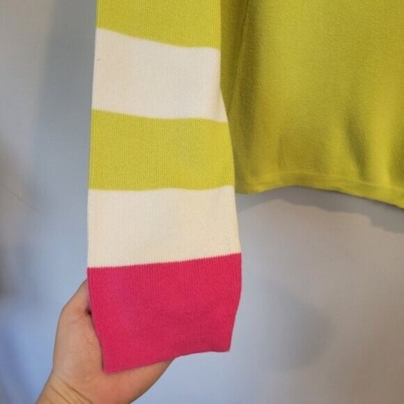 Neve | 100% Cotton 1/4 Quarter Zip Up Pullover Ski Sweater Neon Yellow Green - Picture 4 of 7